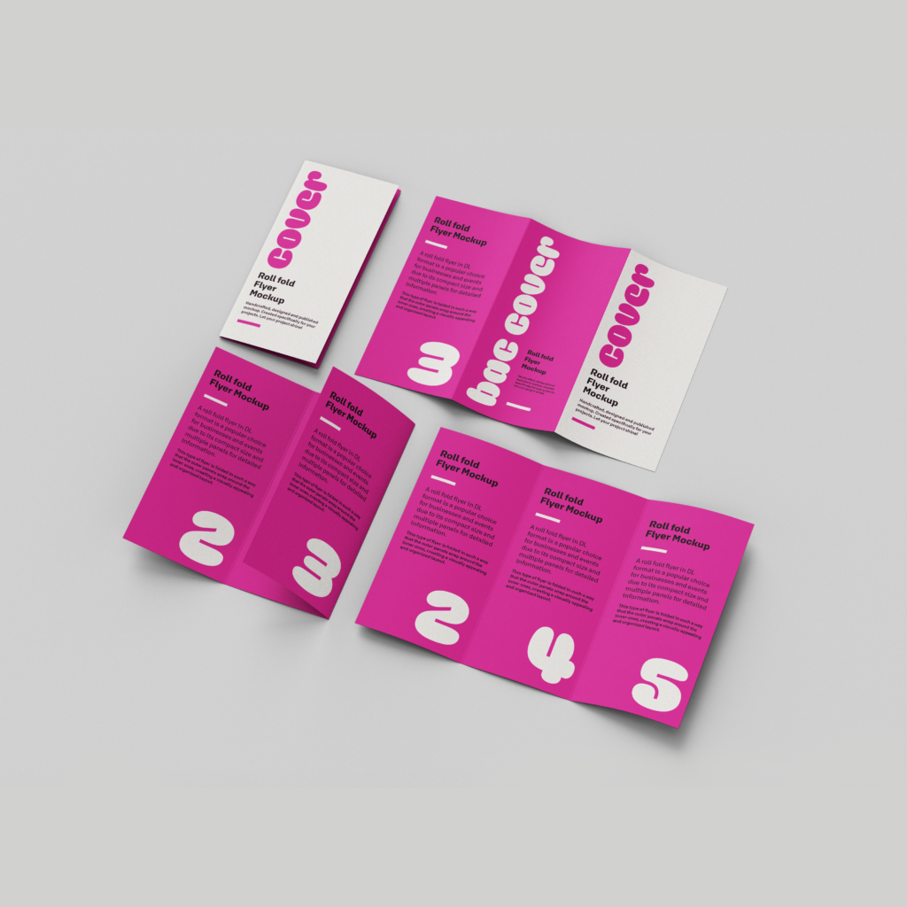 Briva Print brochures in pink and white