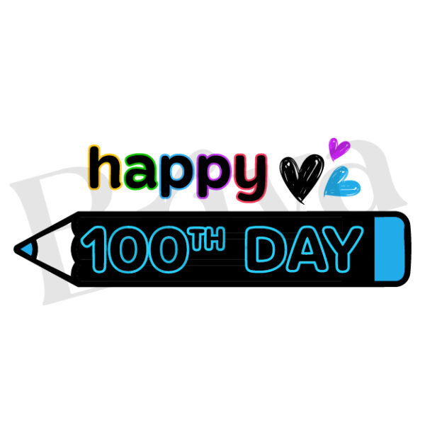 Happy 100 Days Blue Design