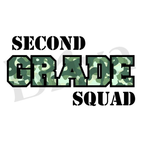 Second Grade Squad Military Print Kids Tshirt Design