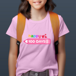 Happy 100 Days Pink pencil with hearts