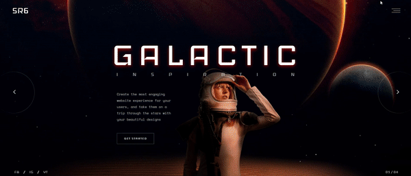Responsive futuristic web template of an astronaut in space