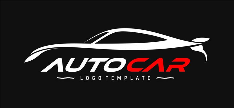 generic car outline logo in white with black backgorund